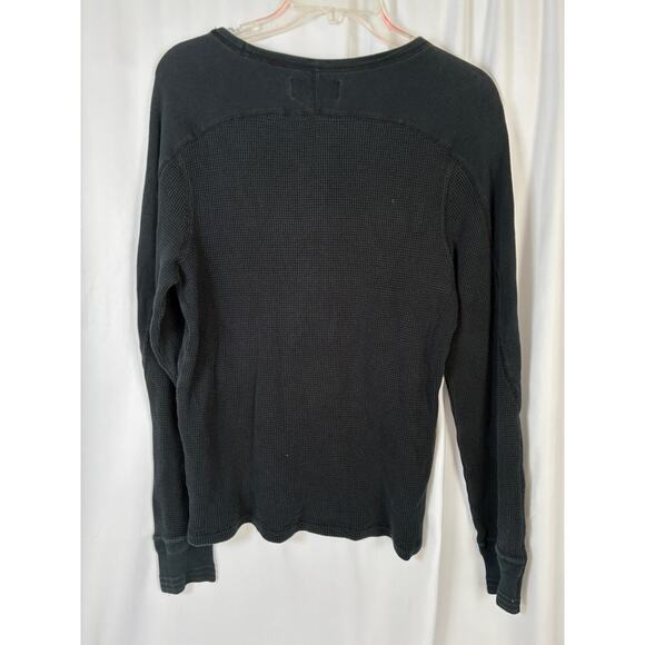 Polo Ralph Lauren Waffle Knit T-Shirt Men's Large Black Thermal Preppy - Picture 2 of 6